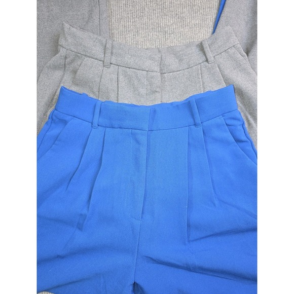 Abercrombie & Fitch Women's Blue Grey Pleated Wide Leg Trouser Pants Size M(2) - Picture 2 of 16